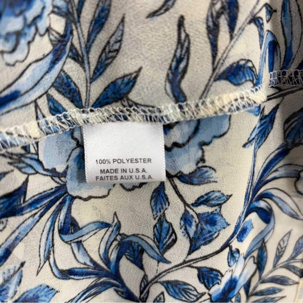 Misa LA Eloisa Indigo Blooms Floral Smocked Waist Tiered Skirt Button Dress - Picture 6 of 6